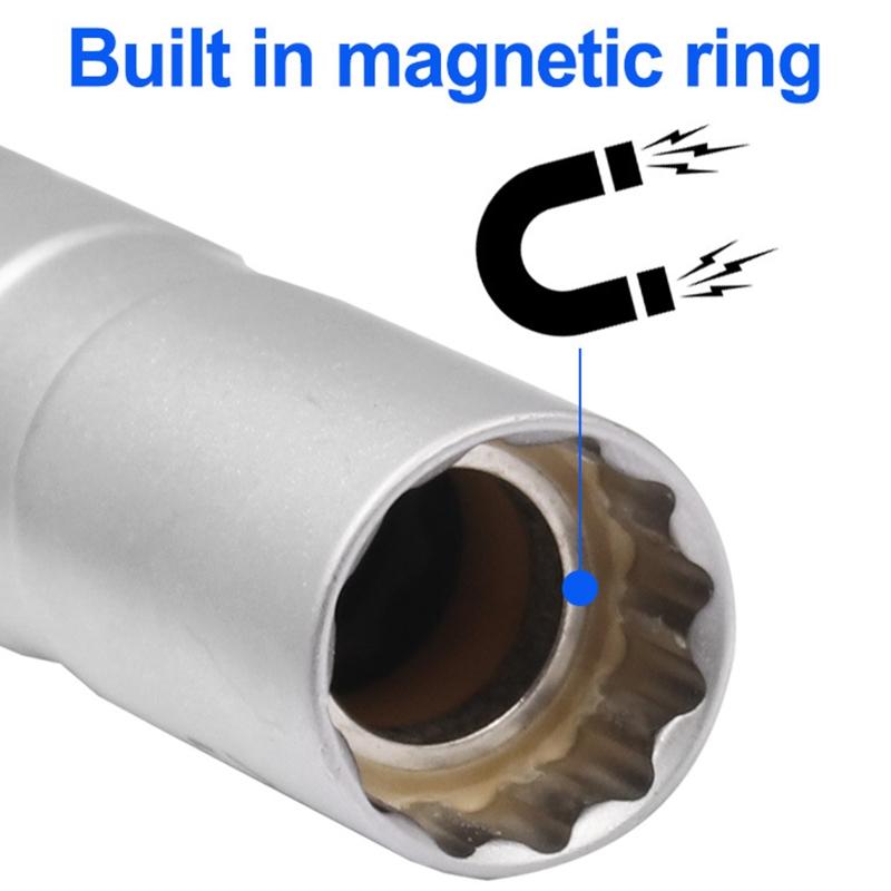 Magnetic Thin Walled for Spark Plug Socket Universal Joint 12 Point 3/8-Inch Drive Swivel Socket Removal Tool 14mm for C