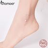 BAMOER Foot Jewelry Anklet Simple Bell And Cat Bracelet for Ankle Real Solid 925 Sterling Silver