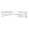 Modern White High-Gloss TV Cabinet, 160x39x45 cm, LED Lighting, 2 Doors, 1 Drawer, Open Compartment, 70-Inch TVs, Acrylic Glass Insert, Push-to-Open