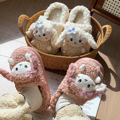 Женские мультяшные хлопковые тапочки осень и зима новые теплые плюшевые домашние комнатные пушистые для улицы женские хлопковые туфли