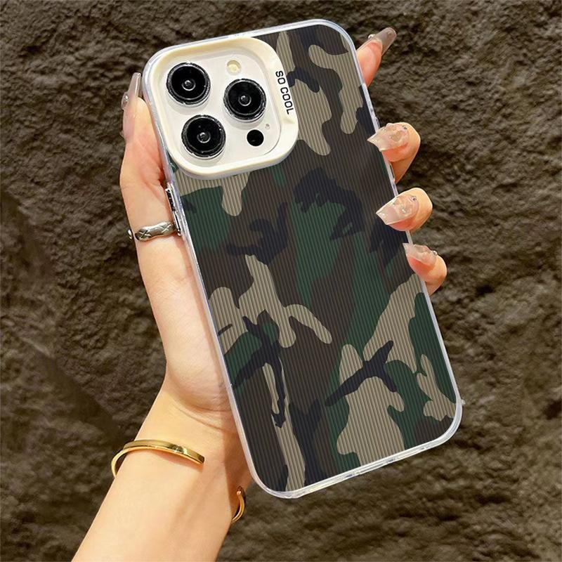 Классический Камуфляж Приглушенные Зеленые Серые Тона Прочный Для iPhone 16 15 14 12 13 11 Pro Max XR XS MAX 7 8 PLUS MINI Крутой Y2K Чехол