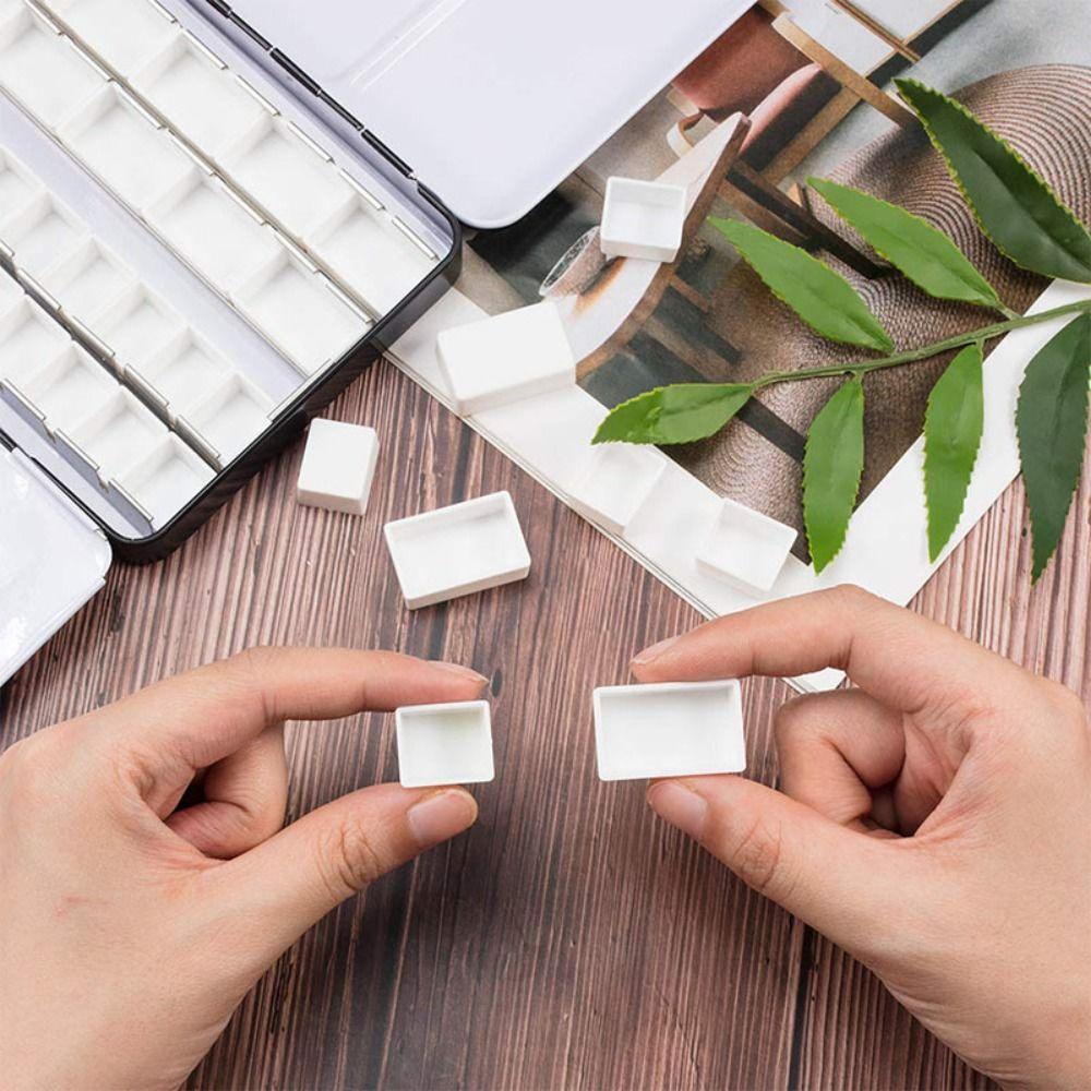 5/20/50pcs White Transparent Empty Half Tiny Pans Watercolor Pans DIY Watercolor Oil Painting