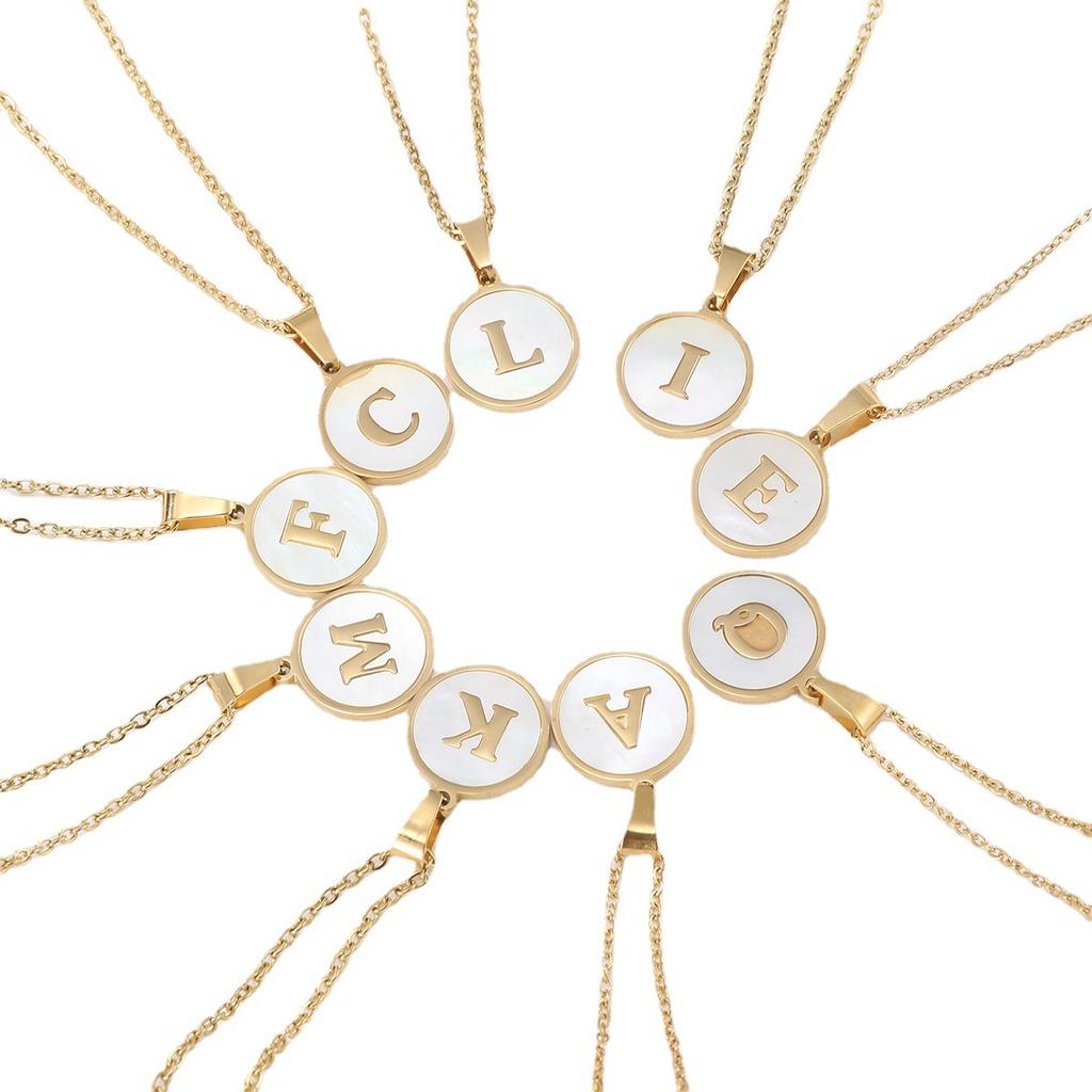 Модное ожерелье с буквой из нержавеющей стали, круглая подвеска из титановой стали с буквами английского алфавита для женщин