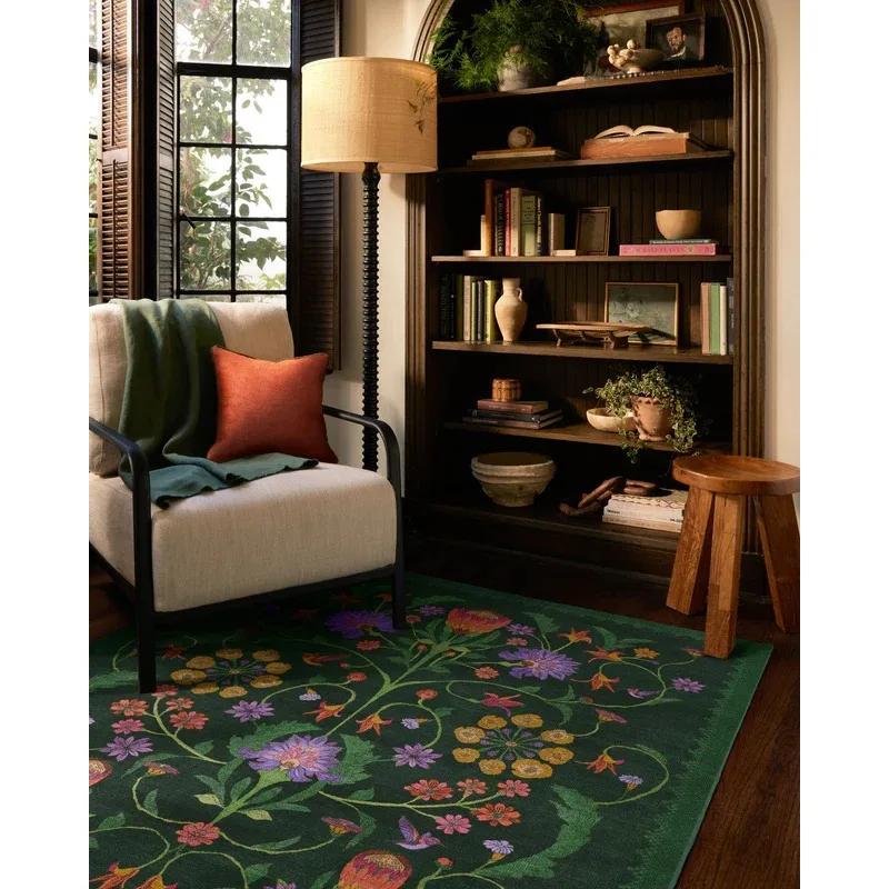 Ковер Iris Apfel Protea Forest Green для гостиной, цветочная эстетика, витиеватый готический домашний декор, ковер, противоскользящий моющийся коврик для пола