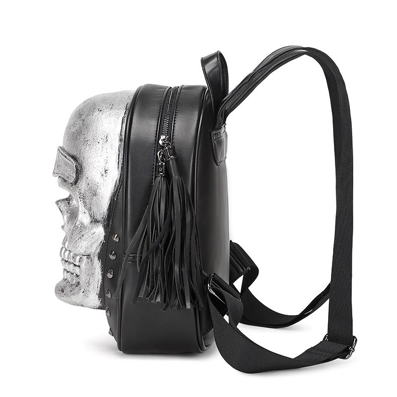 Jierotyx Goth Skull Motorcycle Backpacks for Women Men Vintage Tassel Bookbag Travel Laptop Backpack Daypack for College