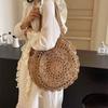 New Lace Hollow Straw Bag Handwoven Bag Large Capacity Tote Bag Women's Seaside Vacation Shoulder Beach Bag