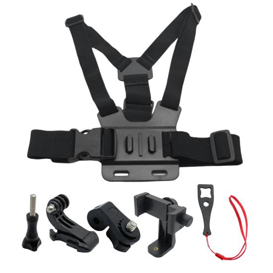 Phone Mount Holder Chest Strap Action Camera Bracket Adjustable Easy To Install 360-Degree Rotation Phone Clip Chest Strap Kit