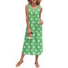 Women's Summer Polka Dot Print Dress Sleeveless Button Down Casual Loose Long Beach Sundress