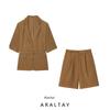 Araltay New Arrival Fashion Style Women's Clothing Fashion with Belt Short Sleeve Suit Outwear Wide Suit Shorts
