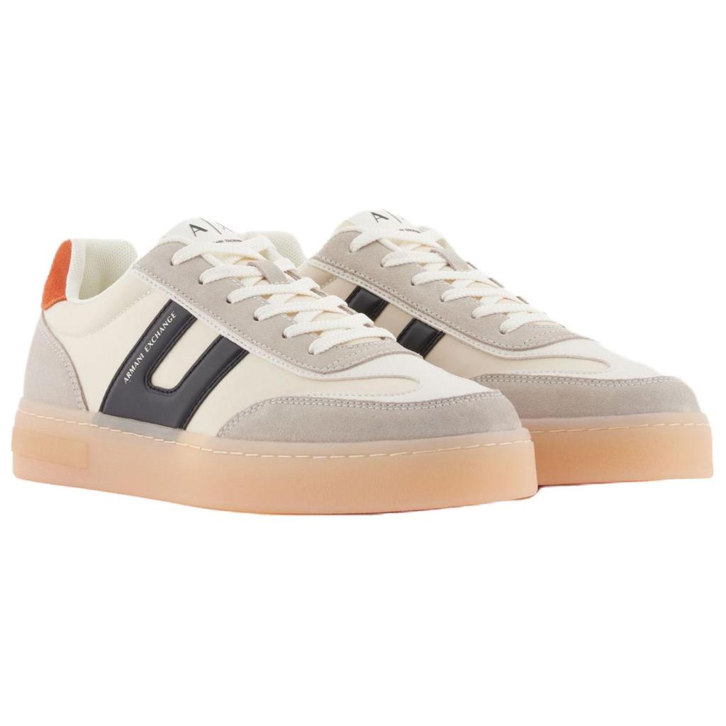 Armani Exchange Round Toe Lace-Up Flat Color Block 3.8cm Low-Top Sneakers Men sneakers Light-Brown XM002199AF21422M0157