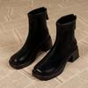 Autumn Women's Chelsea Boots Back Zipper Square Toe Chunky Heel Ankle Boots for Women Heeled Shoes Outdoor Dress Women's Boots