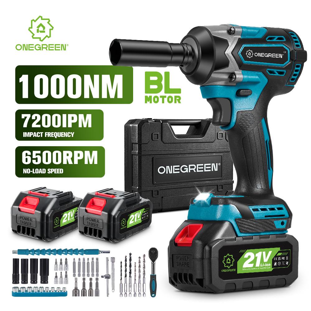 ONEGREEN Бесщеточный Электрический Ударный Гайковерт 1000 Нм 1/2" Беспроводная Дрель-Шуруповерт Инструмент для Ремонта Автомобиля Для Аккумулятора Makita Штырь