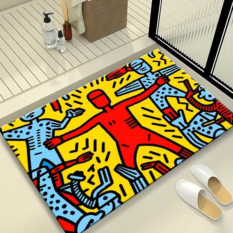 Креативный коврик для двери ванной комнаты с граффити, суперабсорбирующий ковер, нескользящие коврики для ног, декор для ванной комнаты, моющиеся коврики для туалета