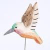 Wood Carving Hummingbird Ornament with Tree Stump/Bell Handcrafted Bird Figurine Statue Sculpture Home Office Desktop Decoration