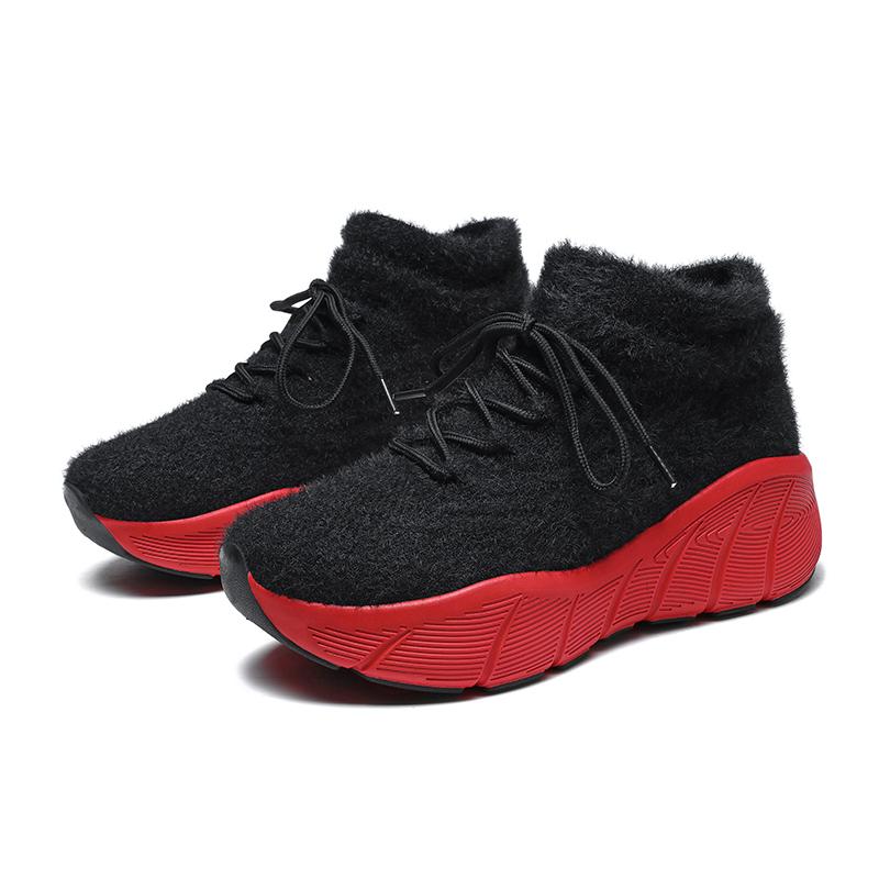 TUINANLE Women New Winter Snow Sneakers Outdoor Non Slip Thick Cotton Shoes Keep Warm Low Heels Flock Shoes