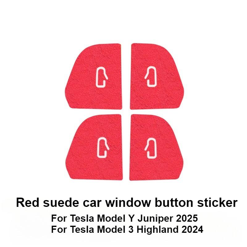 4PCS Car Door Switch Button Panel Cover Sticker For Tesla Model 3 Y Juniper 2017-2026 Car Interior Decoration Car Accessories