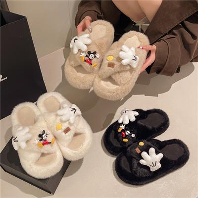 Модные мультяшные милые котята толстоподошвенные пушистые тапочки осень и зима толстоподошвенные универсальные с бантом хлопковые однословные мопы