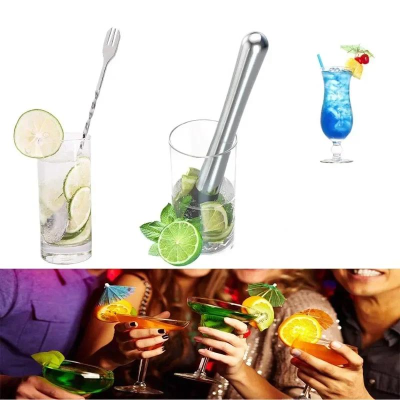 8-дюймовый коктейльный мадлер и ложка для смешивания коктейльный мадлер из нержавеющей стали домашний барный инструмент бармена набор барной посуды