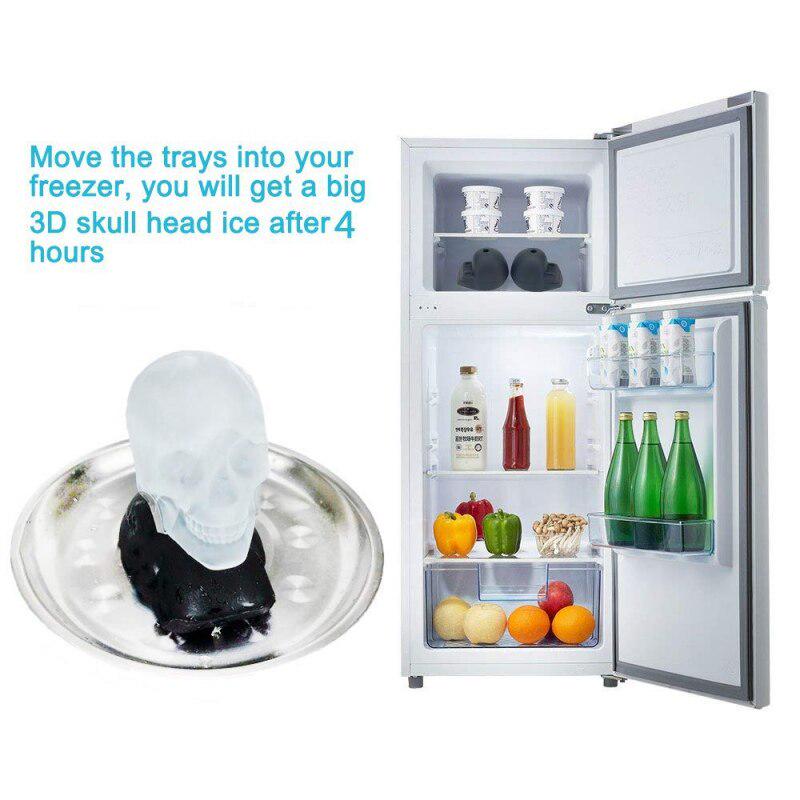 3D голова черепа форма для кубиков льда в форме черепа виски, вино, лоток для кубиков льда, форма для шоколада, барная вечеринка