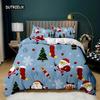 Рождественский комплект постельного белья с принтом Санта-Клауса и оленей Счастливого Рождества Рождественский комплект одеяла из полиэстера Мягкое постельное белье