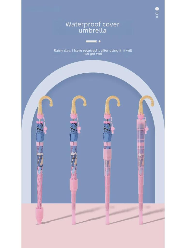 Детский автоматический зонт Cartoon – водонепроницаемый, с длинной ручкой, унисекс, солнцезащитный козырек