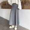 Plus Long Big Version of The Autumn and Winter Knitted Skirt Korean Version of Pleated Sweater Skirt with High Waist Big Swing A Line Wrap Buttocks