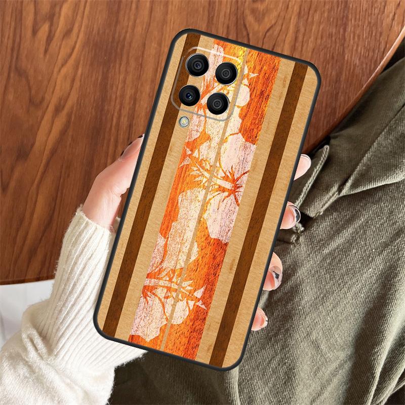 Beach Hawaiian Faux Koa Wood Case For Samsung Galaxy M14 M34 M54 M12 M32 M52 M15 M11 M13 M06 M16 M36 M56 M31 M53 M35 M55