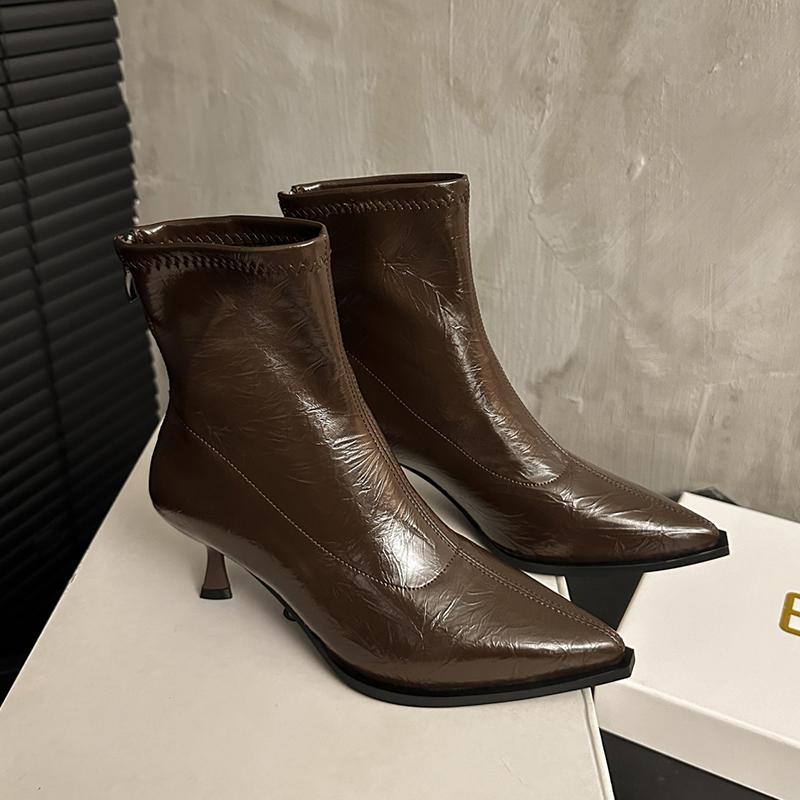 Ботильоны на высоком каблуке женские с острым носком сексуальные кожаные туфли женские зимние туфли Tiend 2024 года туфли-лодочки на шпильке зимние челси Botas De Mujer