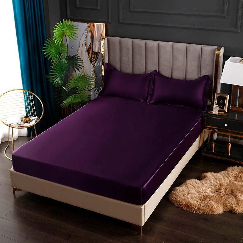 Сплошной цвет на подкладке, атласный вискоза, высококачественный наматрасник, простыни на резинке, распродажа, простыня