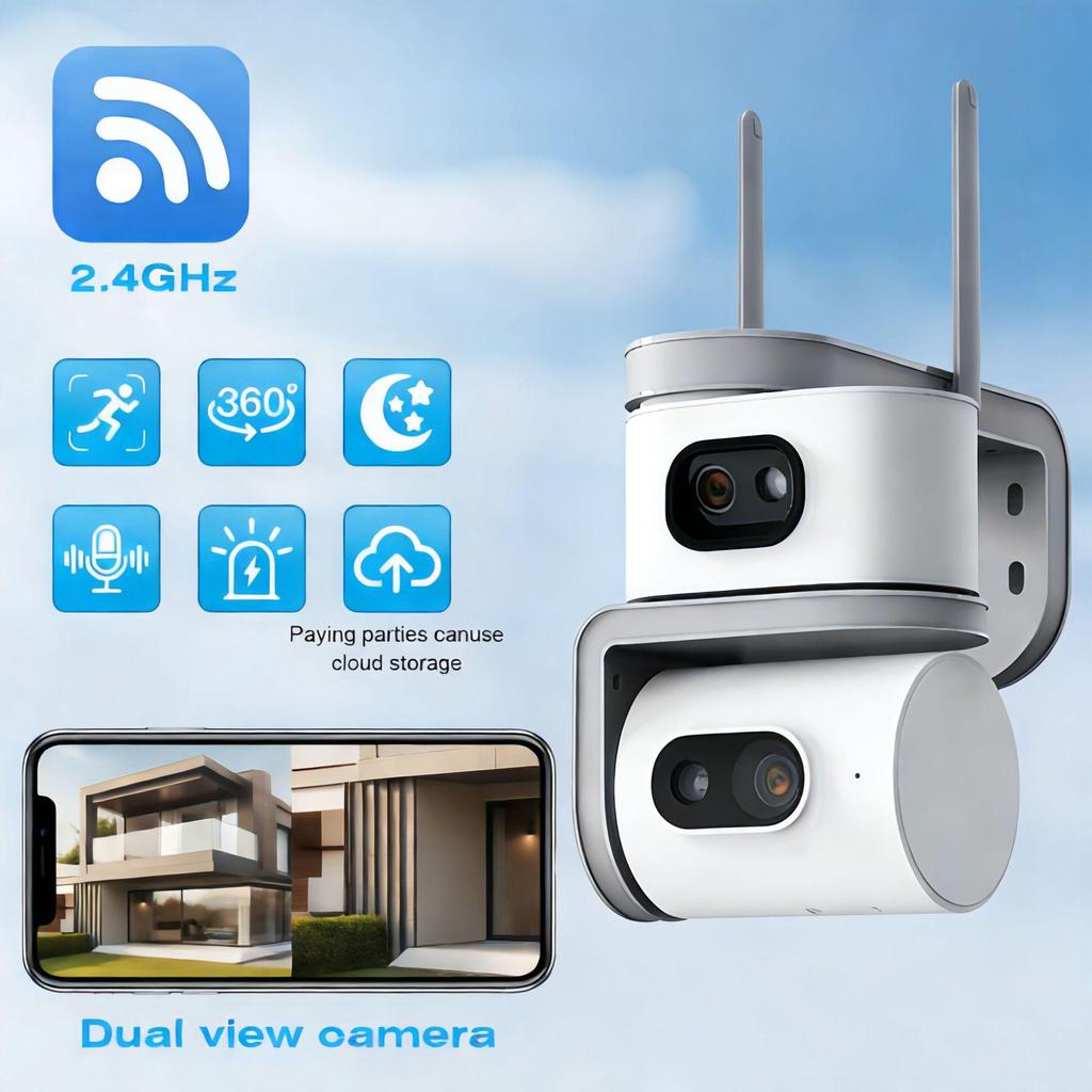 Wireless Dual-Screen Indoor Camera with HD and Dual-Light Night Vision for Remote Home Monitoring