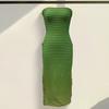 Women's Summer Bodycon Maxi Tube Dress Ribbed Strapless Going Out Party Dress Striped Sleeveless Knit Long Dress