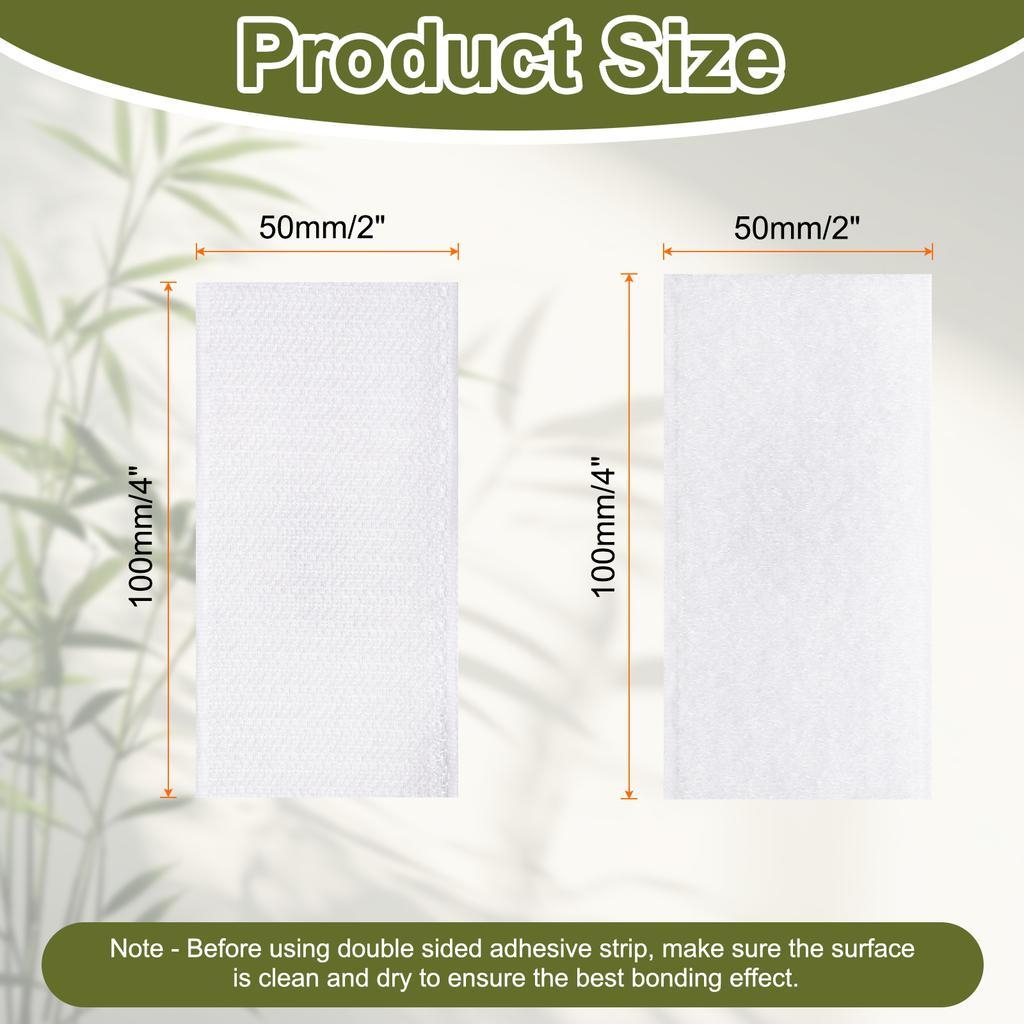 White Strong Self-Adhesive Hook and Loop Fastener Tape Rectangle Nylon Sticker Adhesive Tape For Car DIY Craft Home Office