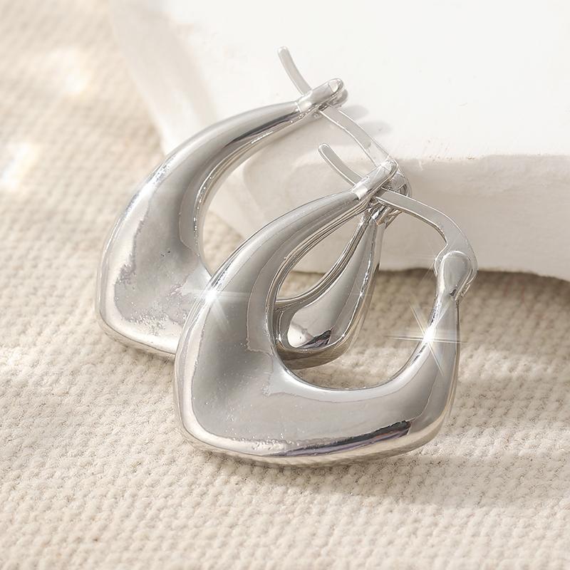 Простые Серебристые и Позолоченные Неправильной Формы Серьги-Кольца Женские Классические Универсальные Повседневные Вечерние Ювелирные Аксессуары Ручной Работы