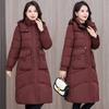 Утепленное женское длинное зимнее пальто 2024 года с новой талией, утолщенной, с капюшоном, пуховая куртка выше колена, утепленная куртка прилив