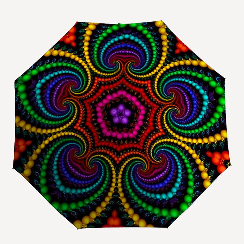 1PC Psychedelic Pattern Automatic Open/close, All-Season Portable Folding Umbrella for Women & Men yy250919152