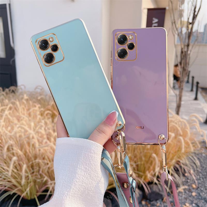 Для Redmi Note 12s Силиконовый чехол из ТПУ с покрытием для Xiaomi Redmi Note 12 Pro Plus Turbo Note12 12T 11T Pro 11s, ожерелье через плечо, шнур, ремешок, мягкий чехол