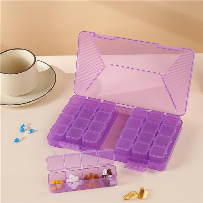 Weekly Pre-Portioned Pill Box for Elderly - Portable 3 Meals a Day Organizer