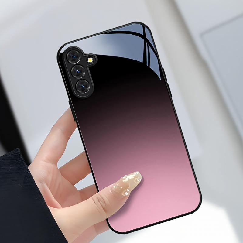 Модные чехлы для телефона с градиентом Black Pink Carcasa Стеклянный чехол для телефона для Samsung Galaxy S26 S25 S24 S23 S22 FE Ultra Plus Fundas