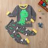 Baby Kids Boys Girls Long Sleeve Dinosaur Printed Tops+Pants Pajamas Outfit Set