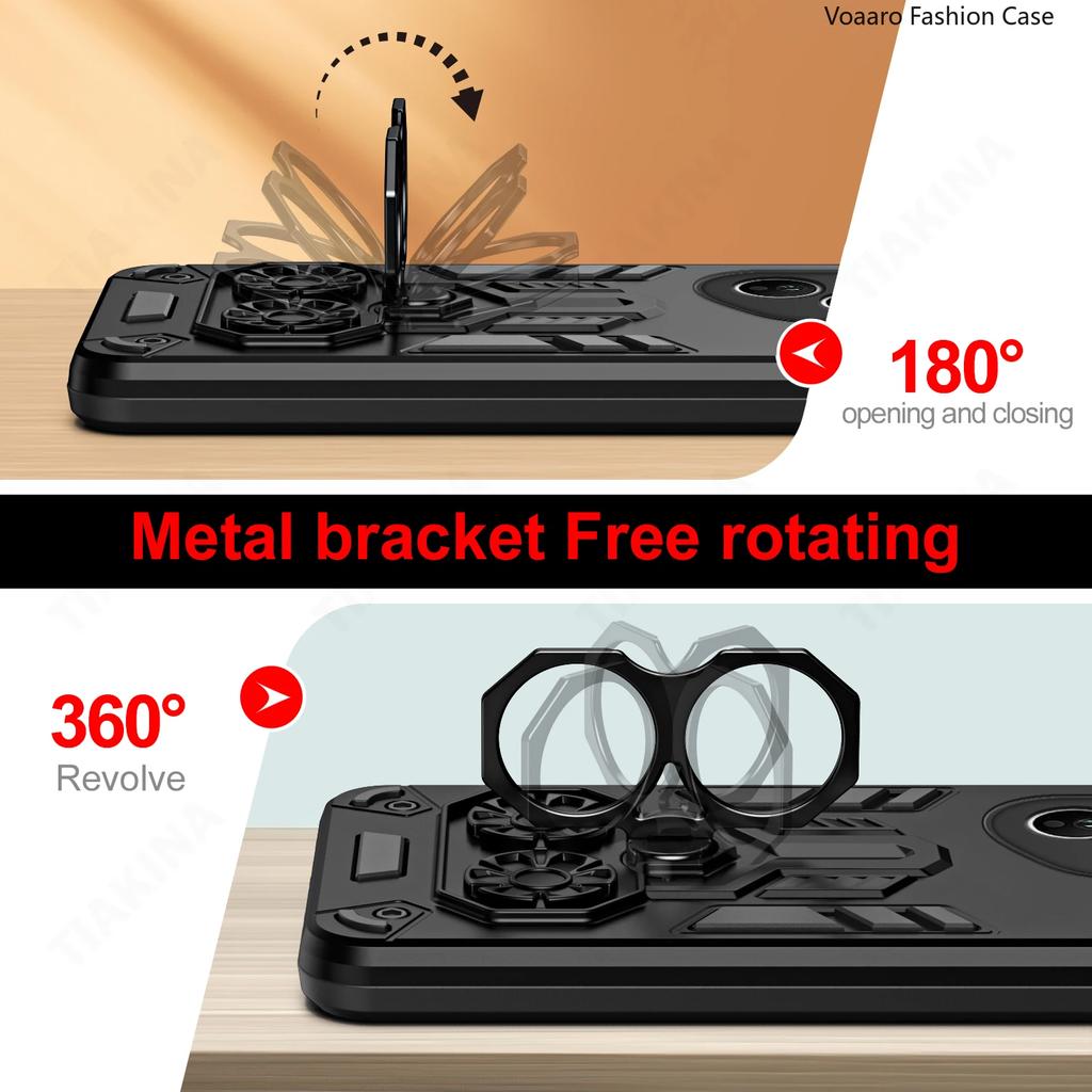 Чехол-броня с двойным кольцом на палец для Honor 400 Pro Global, чехол для Honor 400 Global с вращающейся металлической подставкой-держателем