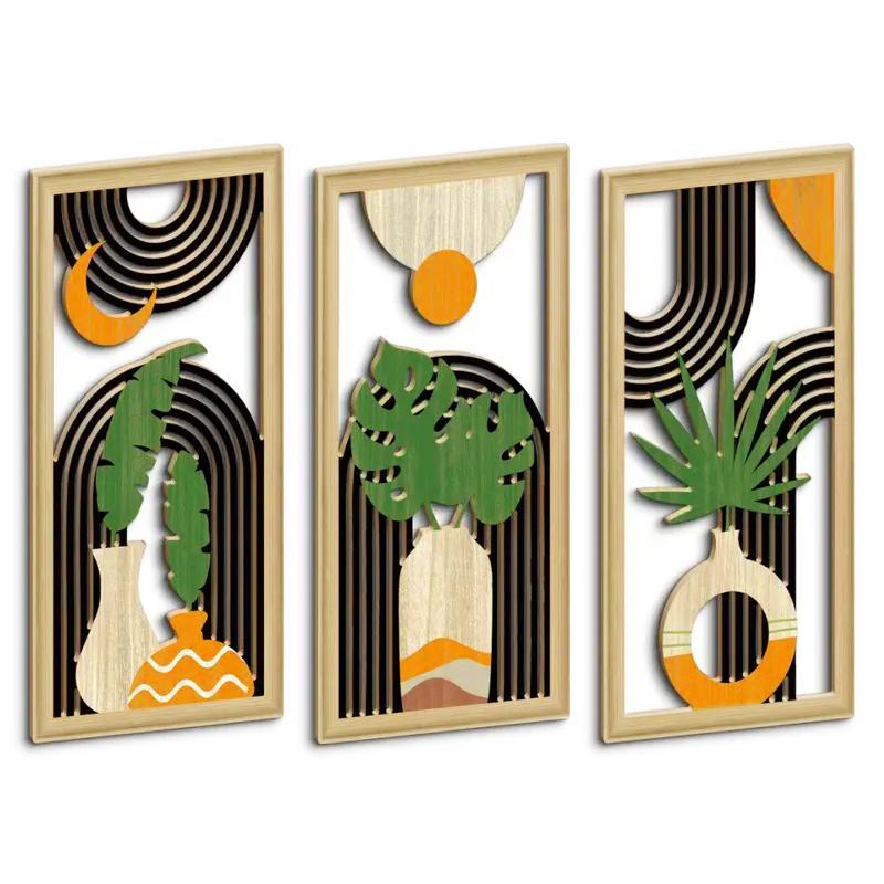 Дизайн 1 шт./3 шт. с вазами, настенное украшение для спальни, полая поделка в стиле фермерского дома, гостиная, искусственное дерево, бохо