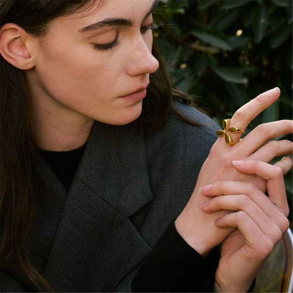 Регулируемое открытое кольцо Золотой минималистичный аксессуар Кольцо на палец для повседневного наряда женщин