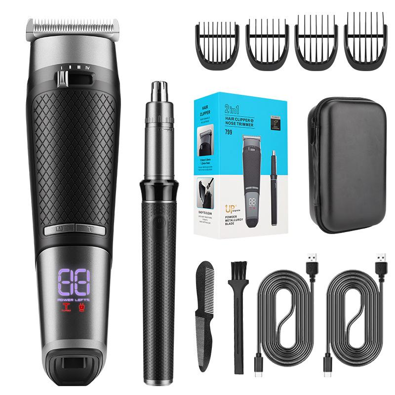 New multi-functional men's home hair clipper nose hair trimmer set LCD digital display high-power electric clippers