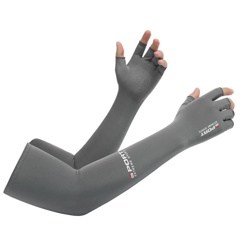 Unisex Two-Finger Ice Silk Sun Protection Sleeves with Anti-Slip Grip for Summer Cycling and Driving