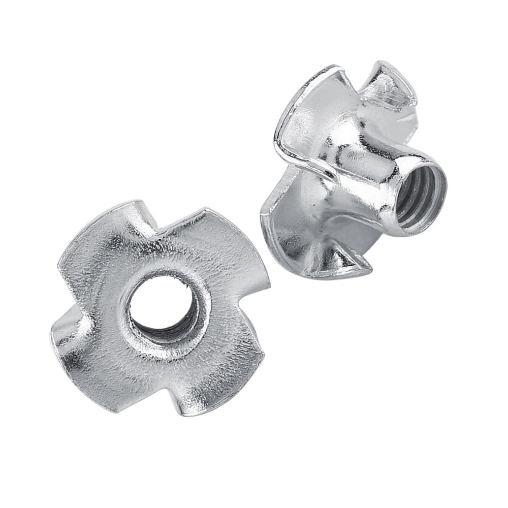 50pcs M3 Four Pronged Tee Nuts Zinc Plated Woodworking Fastener Furniture T Nut Furniture Fastener