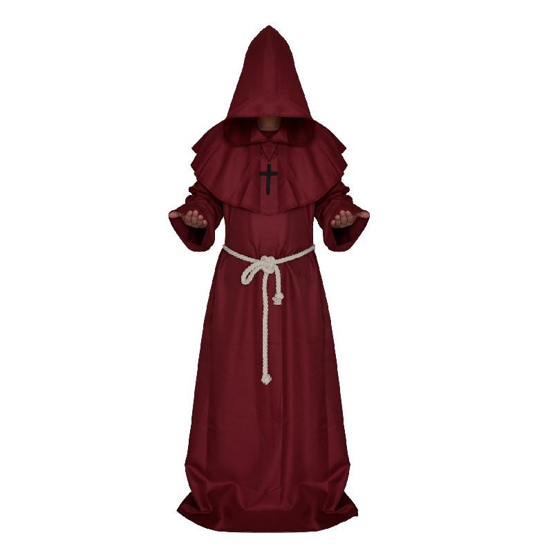 Средневековый Костюм Монаха Волшебника Жреца Комплект с Мантией и Шалью Для Косплей Мероприятий и Хэллоуина