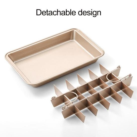 Форма для брауни с разделителями, прямоугольная, из пищевой нержавеющей стали, для шоколадного торта, маффинов, антипригарный противень