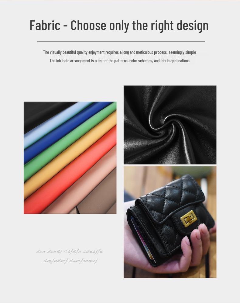 Короткий кошелек из овчины с ромбовидным узором – Элегантный европейский и американский стиль, кошелек с клапаном для монет для женщин