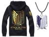 Attack On Titan Wings of Freedom Cosplay Costume Black and Gold Basement and Necklace (Large, Wings) - 3-Piece Set Hoodie, Key,
