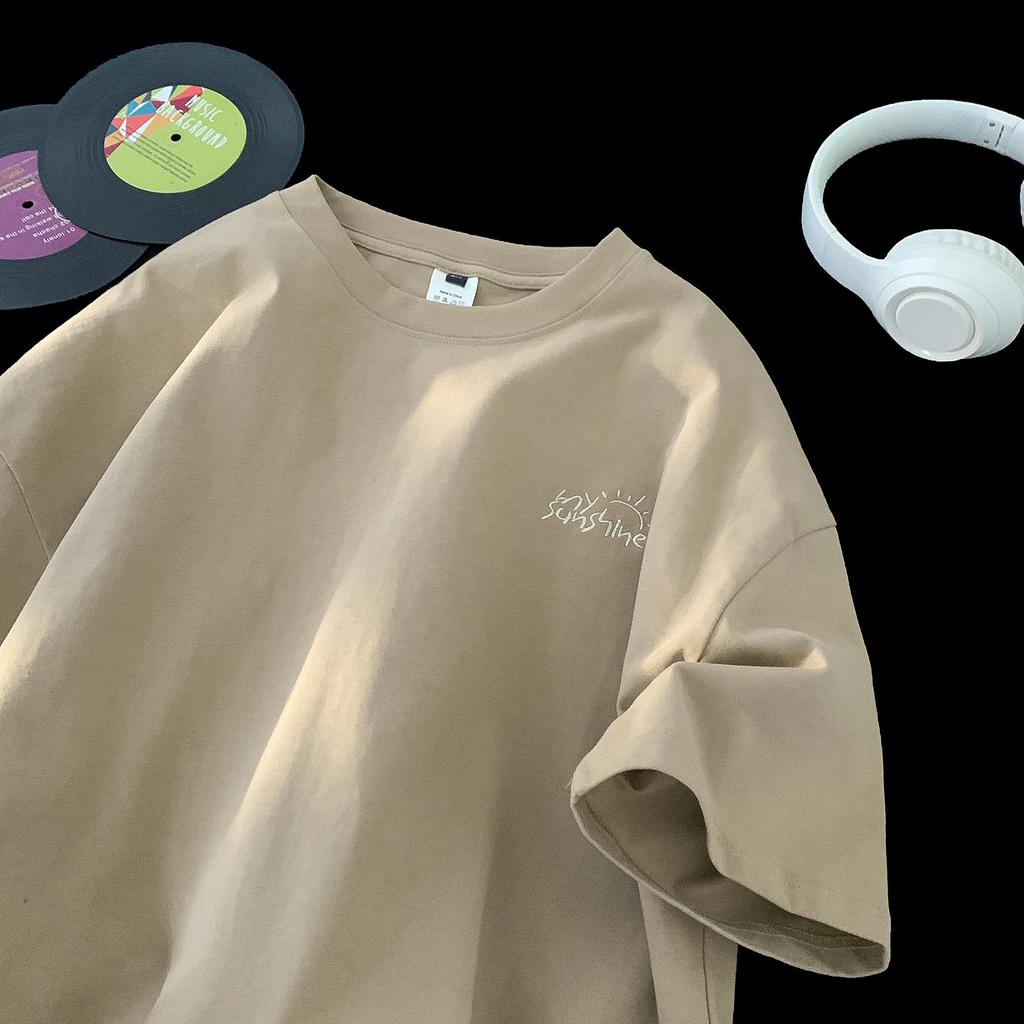 Футболка с коротким рукавом для мужчин Летом Японские Подростки Простая Модная Свободная Круглый вырез С коротким рукавом